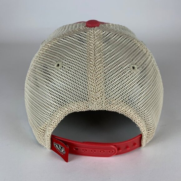 Wisconsin Badgers NCAA Red Black Beige Top of the World Relaxed Fit Trucker Hat - Picture 3 of 5